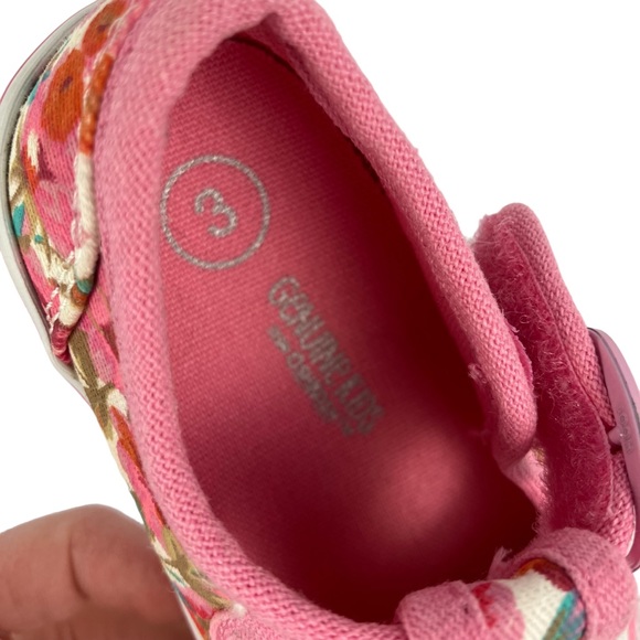 Oshkosh Baby Girl Size 3 Pink Floral Shoes Hook and Loop Closure - Picture 4 of 6